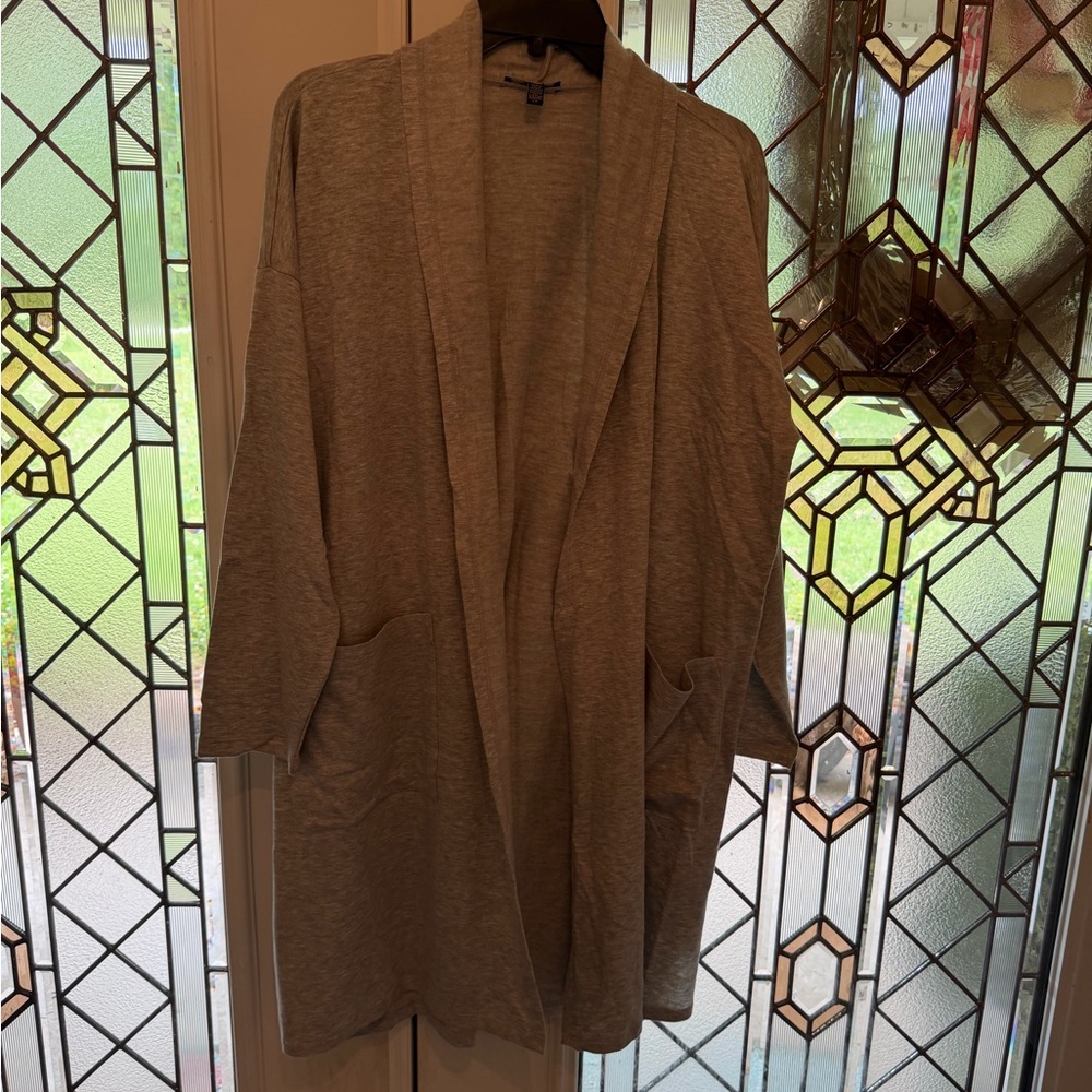 Eileen Fisher Heather gray Open Front Long Jacket,  large NWOT NO FLAWS